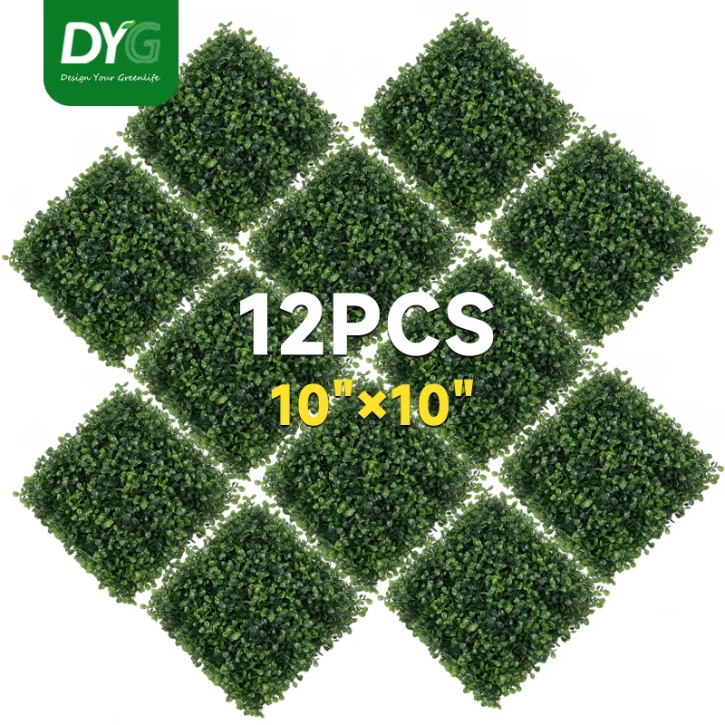 Grass Wall 10"x10" Artificial Boxwood Hedge Wall Panels Privacy Hedge Screen Faux Boxwood for BackyardGreenery Walls