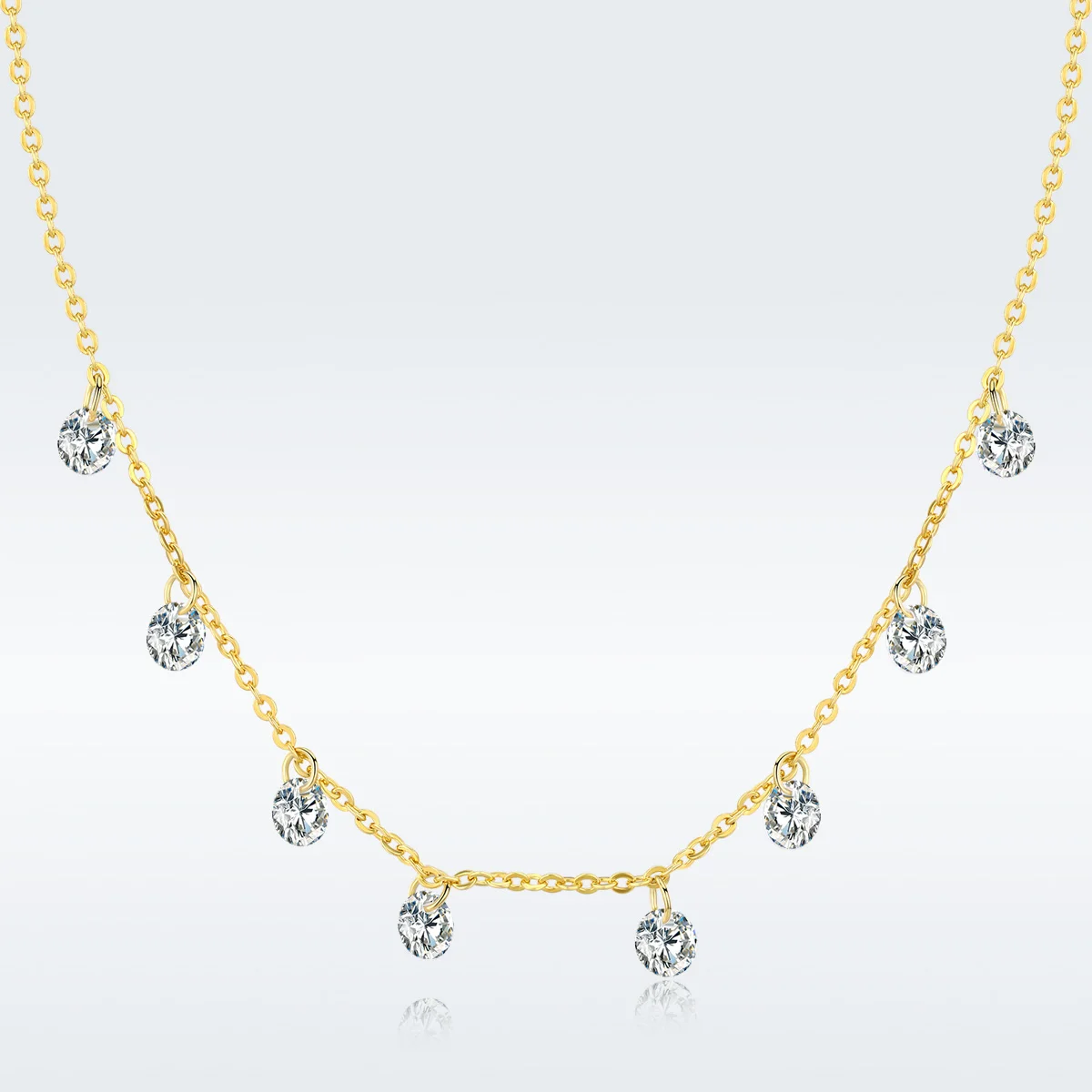 

Fashion 925 Sterling Silver Dazzling Cubic Zircon Round Circle CZ Pendant Necklaces