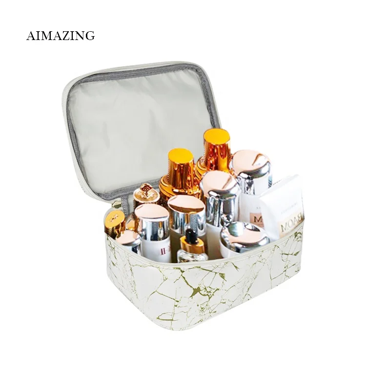 

3 Pc Makeup Bags Make Up Organizer Marbel Monogram Set Box Big Makeup Brush Set Case For Makeup Brushes Professional, Customized color