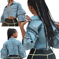 

High Quality Sexy Long Sleeve Crop Top Polyester Fashion Women Jeans Coat
