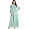 light emerald green abaya hand flower embroidery new designs islamic clothing