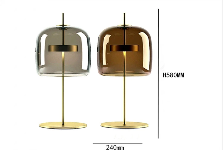 Brown glass home led desk light indoor living room luxury  beside tischlampen table lamp