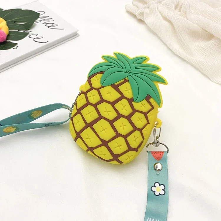 

Kids purse 2021 most popular boy little girl purses cute pineapple design coin purses monederos-de-silicon, 3 designs
