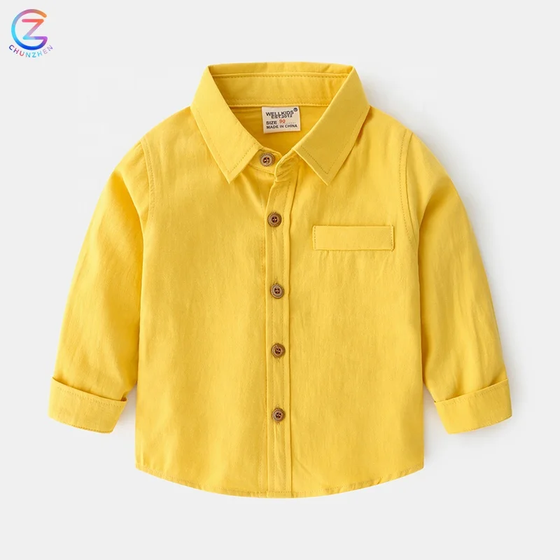 

Camisas De Nino Blank 4 Colors 1-6 Years Old Cute Baby Fashion Winter Fall Cotton Boy Collar Yellow Long Sleeve Kids Boy Shirt, Picture