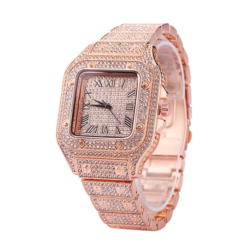 

Square women watch Big Dial Military Quartz Clock Luxury Rhinestone Business Waterproof wrist watches Relogio Masculino