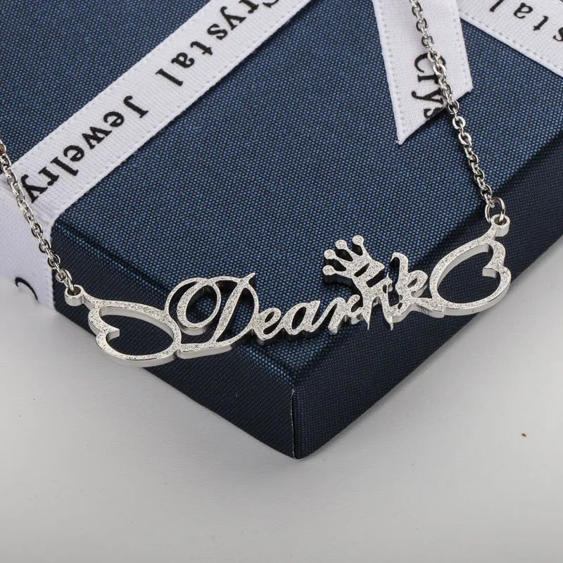 

ELVA jewelry Personalized Name Necklaces Pendants Customized name necklace stainless steel matte, Rose gold / steel/gold