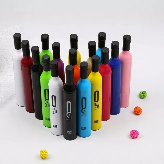 

Promotion Gifts Customized Logo Manual Open UV Protection Adorable 3 Folding Wine Bottle Umbrella, Customized color