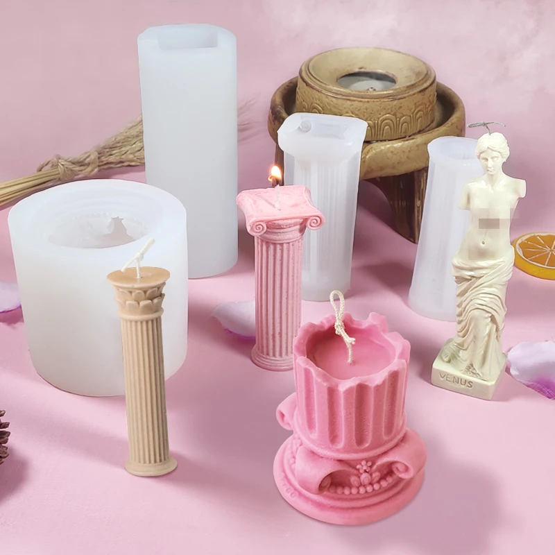 

3D Roman Column Candle Mold European Simple Home Furnishing Aromatherapy Candle DIY Resin Silicone Mold