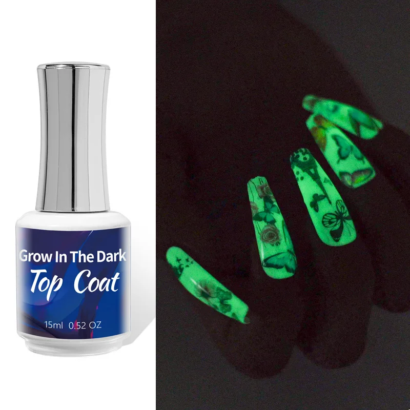 

Private Label No Wipe High Shine Luminous Gel 10ml/15ml Glow In The Dark Gel Top Coat, Clear