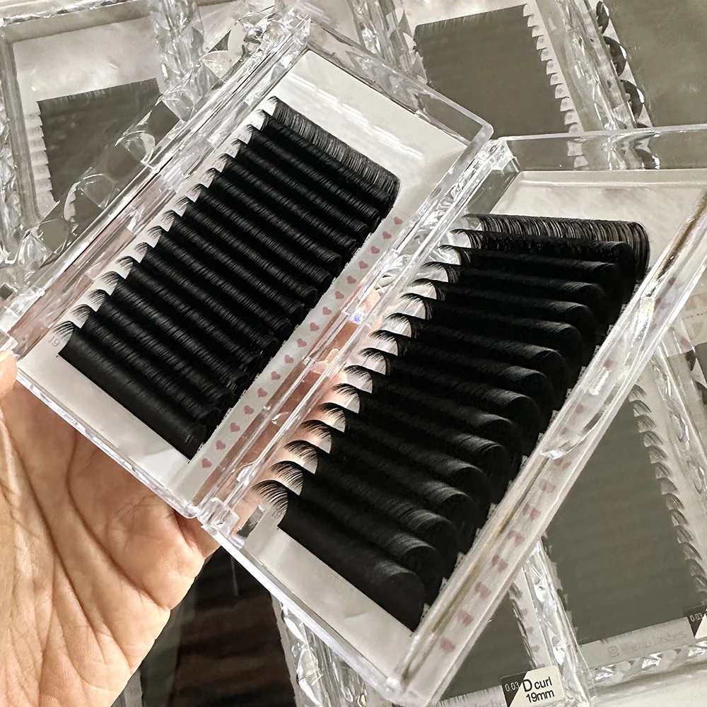 Custom Packaging Cashmere Lash Extensions Volume Eyelash Extensions Dark Matte Black 6-25mm Velvet Lashes Tray