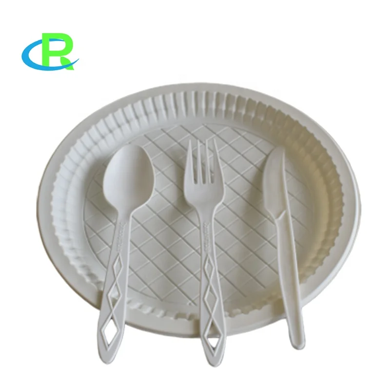 

Chiran ecofriendly disposable biodegradable food plates corn starch, White