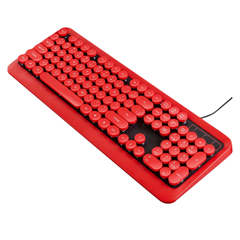 

Popular Practical 4 Colors Red Round Key Caps 104 Keys Office Computer Keyboard for Business Working PC Laptop, Red/ green/ white/black/led