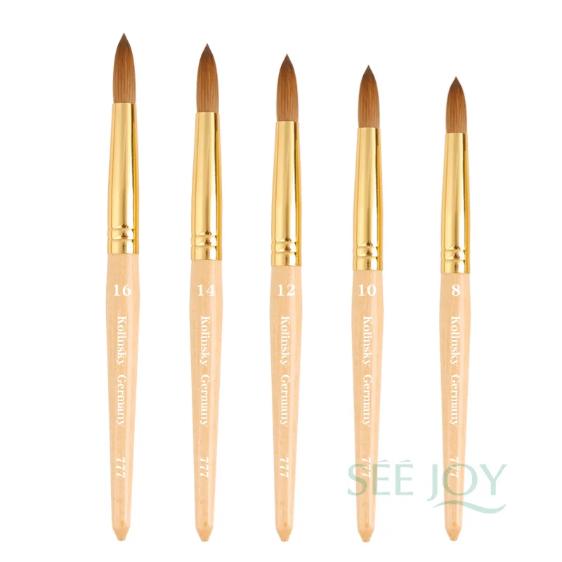 2025 100% Pure Kolinsky Hair Acrylic Nail Brush Wood Handle Customized Logo Professional Nail Art Brush