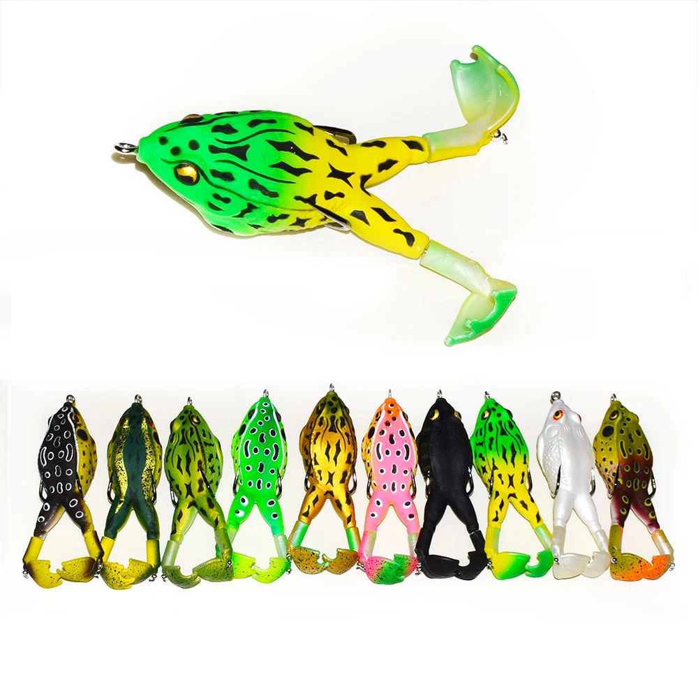 

Newbility 9cm 13.5g Duple Hook Rotating Legs Soft Plastic Frog Lure Artificial Bass Pike Crappie Fishing Baits, 10 color options