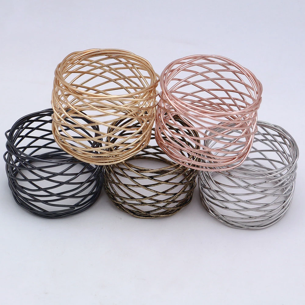 

Jachon New Arrival Golden Round Mesh Napkin Rings Western Style Napkin Rings For Wedding Napkin Holder