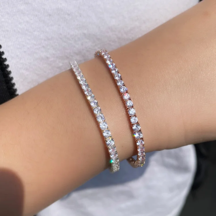 

18k gold plated classic diamond tennis bracelet bangles for women