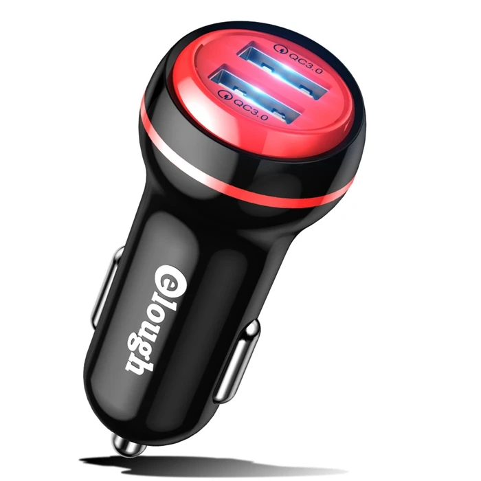 

New trends Elough 3A fast car charger backseat 12V QC 3.0 battery charger for car for phone, Red