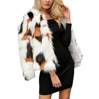 

Women Winter Fashion Clothes Faux Fur Loose Long Sleeves Round Collar Coat