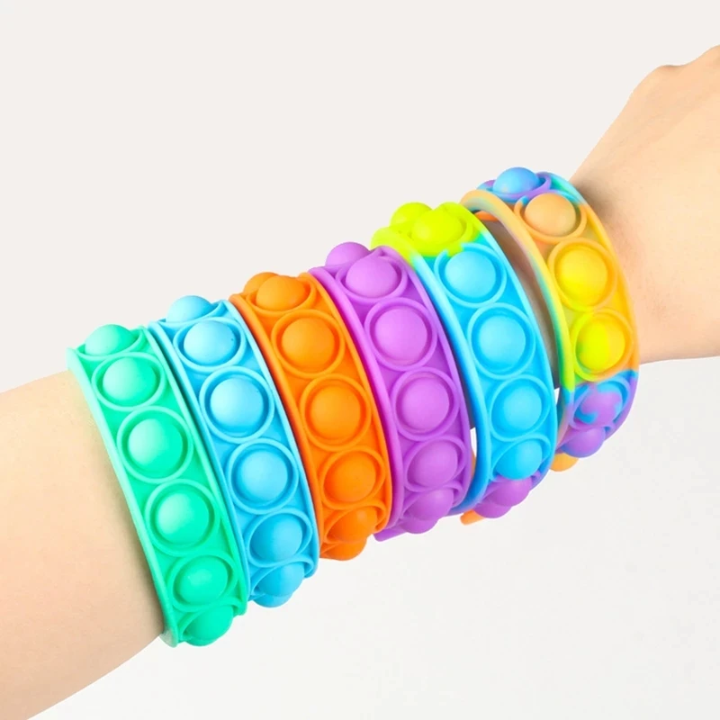 

Bubble simple toy its fidget anti stress relief colorful silicone bracelet anxiety sensory for autism children stress relief, As the picture
