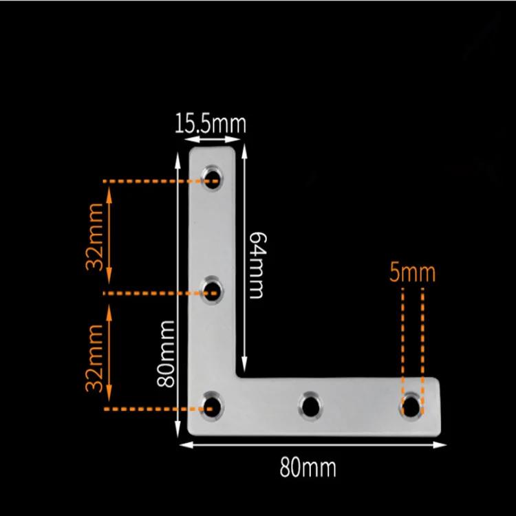 L Shape Stainless Steel Right Angle Corner Connector Wood Connector