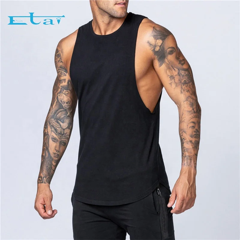 

Wholesale High Quality Custom Mens Gym Active Wear Fitness Sports Round Muscle Training Sleeveless Shirt, Customized color