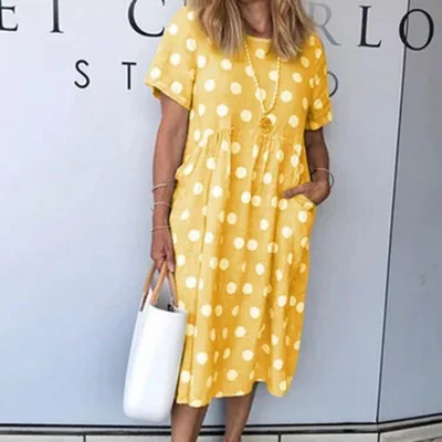 

2021 New Style Women's Casual Loose Plus size Polka Dot Print Dress