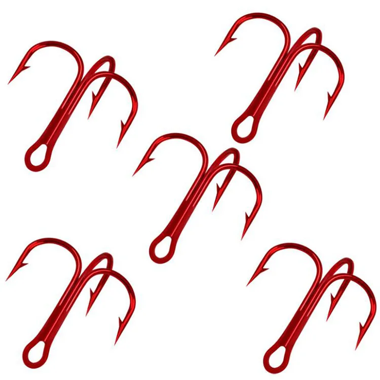 

WEIHE High quality 12#-3/0# red carbon steel treble fishing hook in bulk