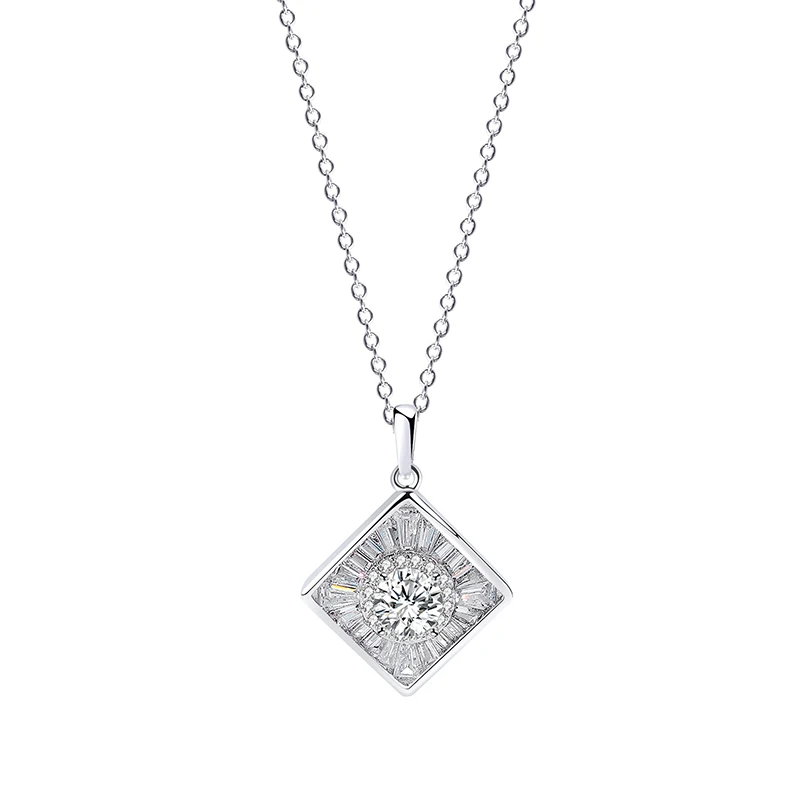 

Moyu minimalist s925 sterling silver square geometric zircon pendant for women