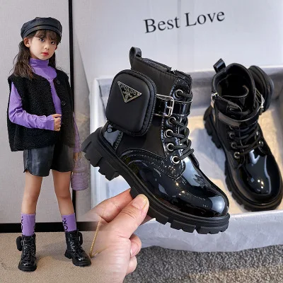 

Girls Martin boots 2021 spring and autumn new single fashion girls British style short boots children plus cashmere boots, Customized