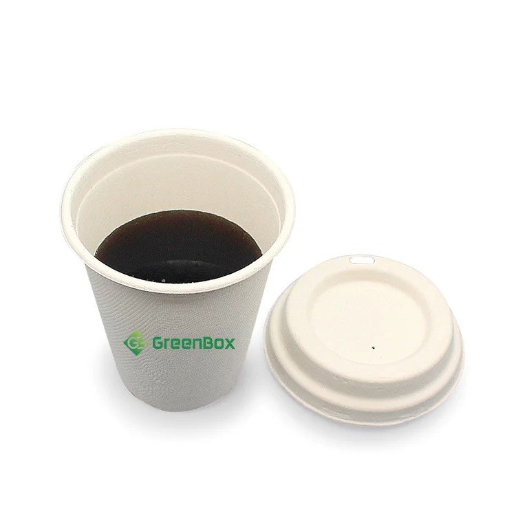 

Hot Selling Biodegradable Eco Friendly Sugarcane Bagasse Coffee Cups Custom Disposable Coffee Cup With Lid, White/natural