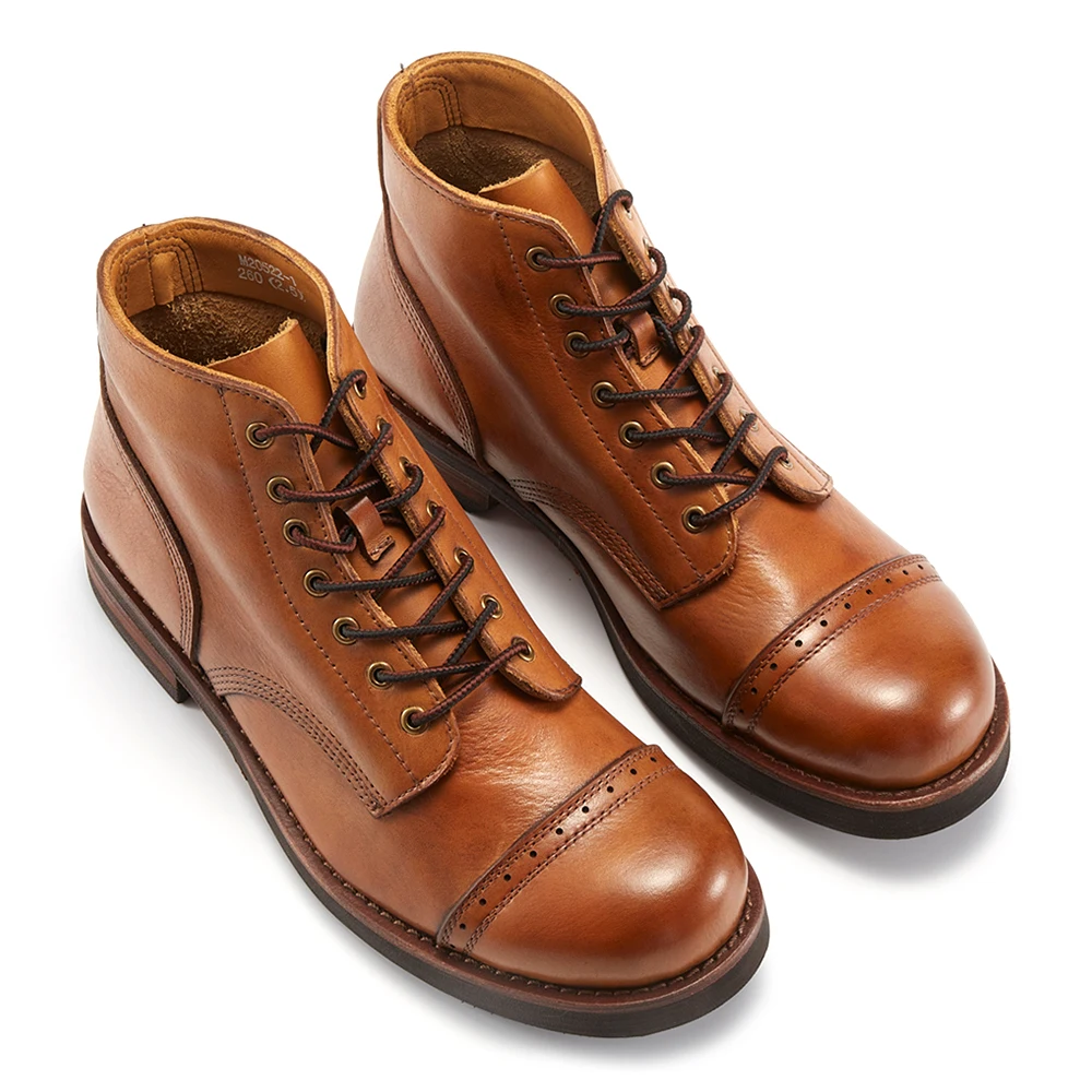2024 New Fashion Factory Supply Ankle Lace-Up Winter/Spring/Summer Combat Boot Genuine Leather Upper Anti-Odor Breathable Rubber
