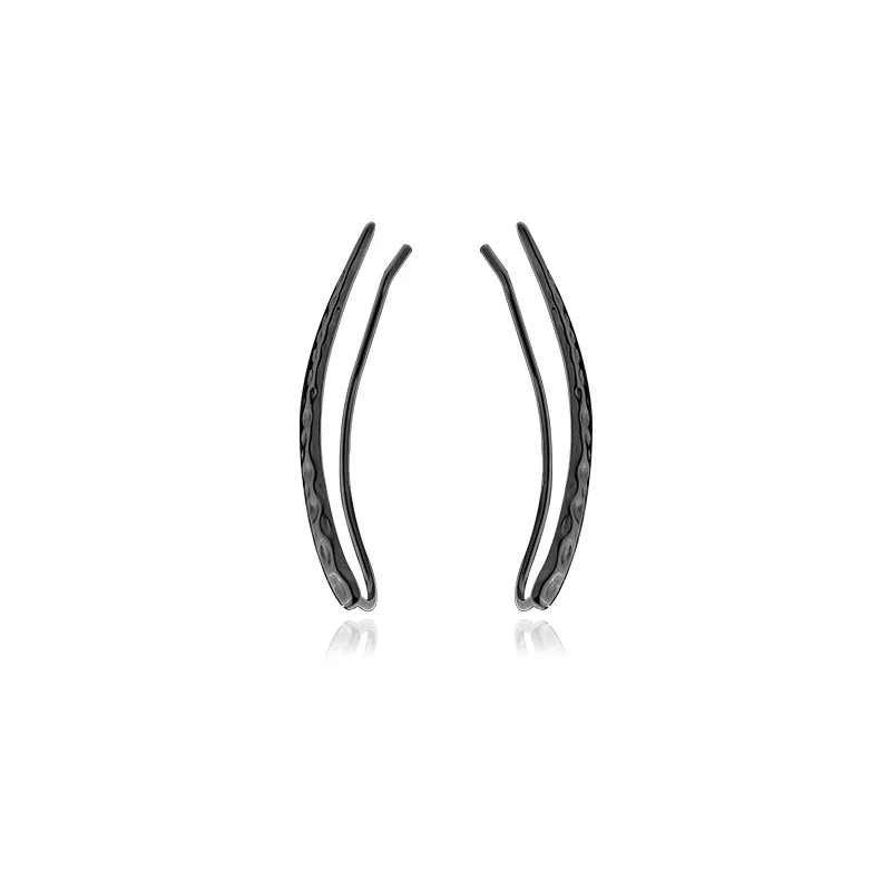 

VIANRLA 925 Sterling Silver Earrings Clamp Shape Thread Earrings Minimalism Style Black Rhodium Cuff Earring