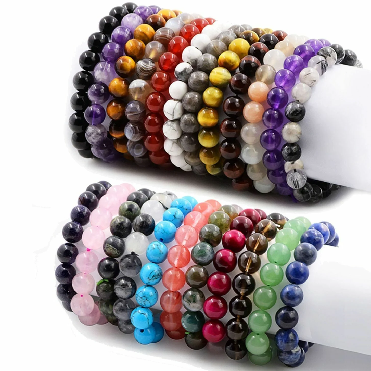 

8mm Natural Beads Stone Bracelet Healing Crystal Gemstone Yoga Energy Stone Bracelet For Women Men