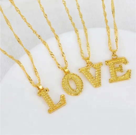 

2020 The latest stainless steel gold Plated English Alphabet women fashion necklace jewelry