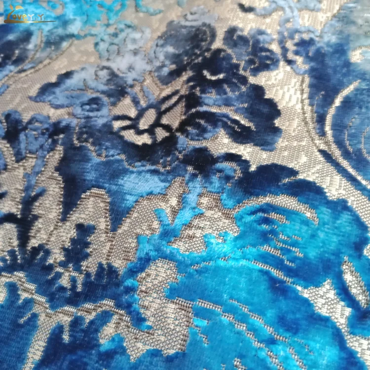 Luxury Upholstery Woven Colorful Flower Cut Jacquard Spray Paint Velvet