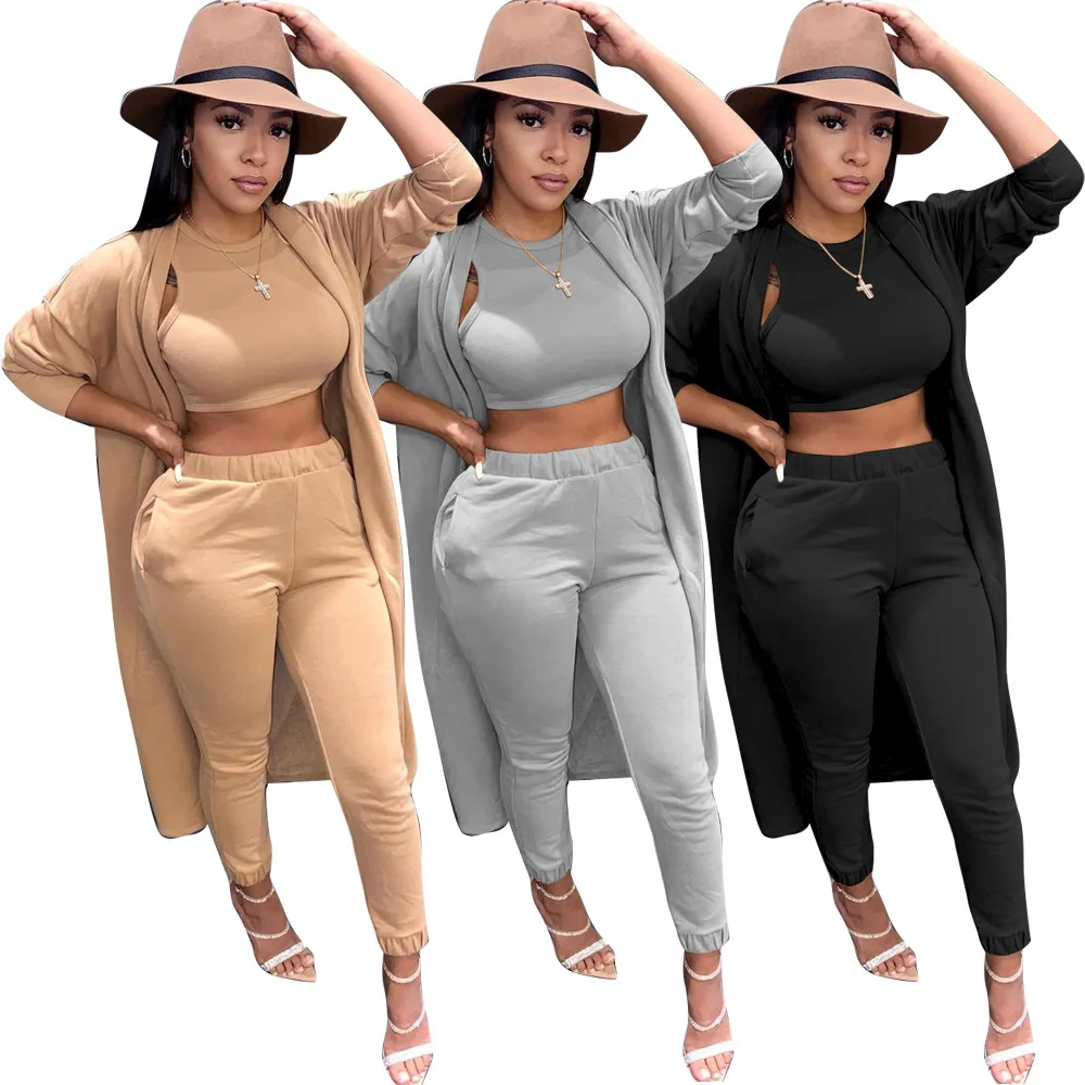

MD-20102503 Women Casual Workout Two Piece Pant Set Fall Winter Clothing Outfits Ladies Coats Jackets 2 Piece Pant Sets Trousers