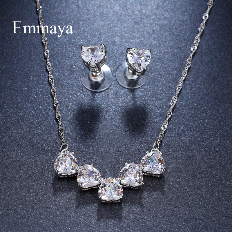 

Emmaya Brand Water Drop Shape AAA Cubic Zircon Adjustable Crystal Earrings Necklace Set For Women Popular Bride Jewelry Gift