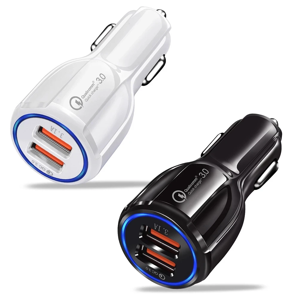 

Dual USB Car Charger for iPhone 11 XR Max Xiaomi Samsung Quick Charge 3.0 Fast Charging Car-Charger Phone Charger Adapter in car