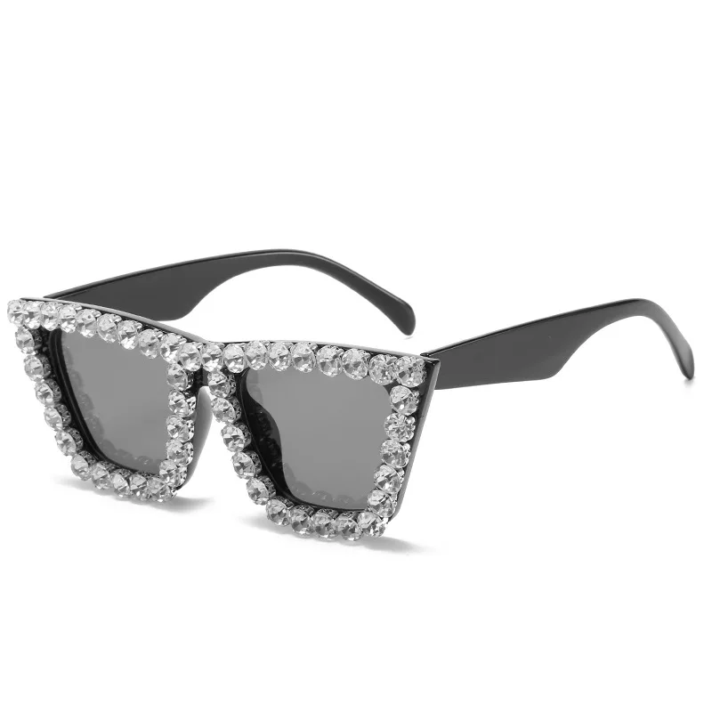

Brand Cat eye glass rhinestones bling sunglasses for women diamond luxury eywear