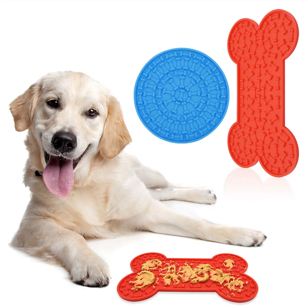 

Boredom and Anxiety Reducer Dog Lick Mat Easy Shower Washing Distraction Device Silicone Dog Lick Pad, Stock blue or customized