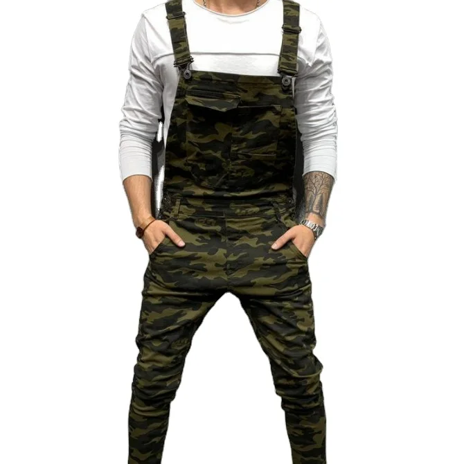 

APOLLO Hot Sale Latest Men Suspender Washed Solid Color Denim Overalls Pants for Men's Jeans