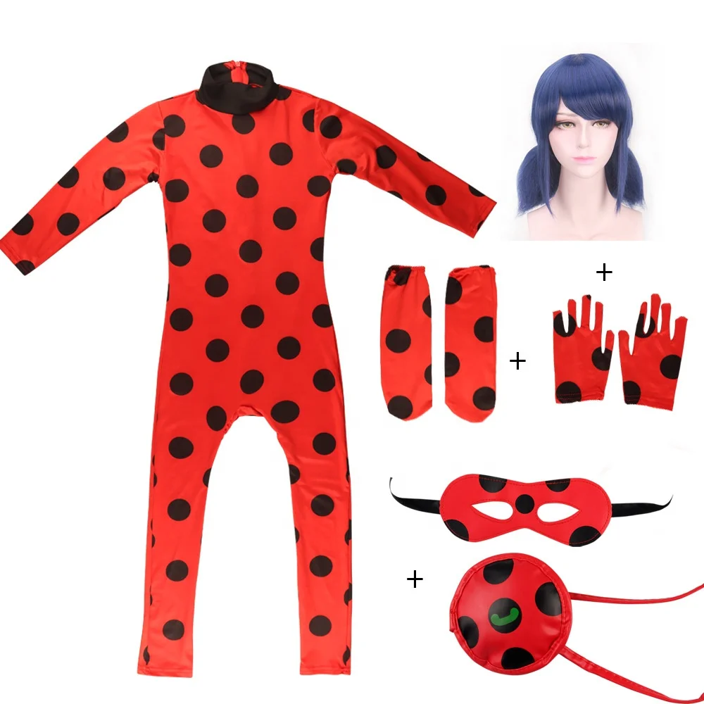 

Lady Girl bug Costume Fancy Dress Up Halloween Cosplay Children With Wig