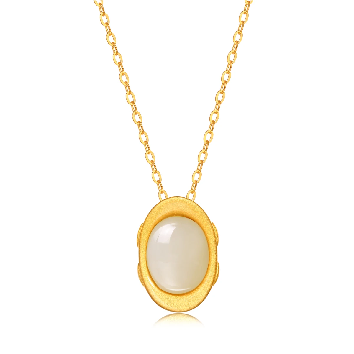 

925 Sterling Silver New Design Oval For Women Necklace Women's Jewelry Shoe-Shaped Gold Ingot Gold Plated Jade Necklace