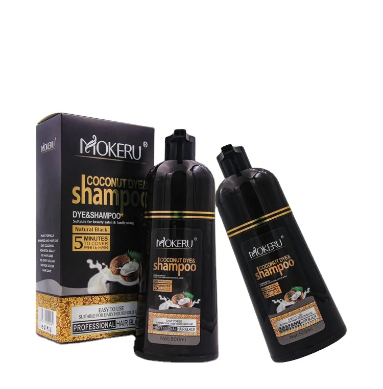 

Mokeru 500ml hair loss treatment dye hair color dye coconut oil black hair shampoo fast magic change grey to black OEM