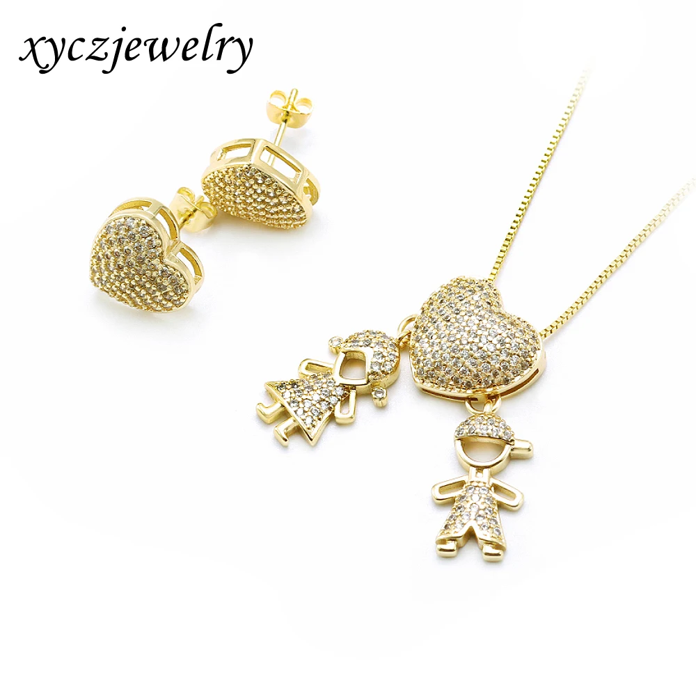 

Gold Jewelry Set Ladies Fashion 18K Gold Plated Necklace Boy Girl Heart Shaped Necklace Heart Shaped Jewelry Set, White