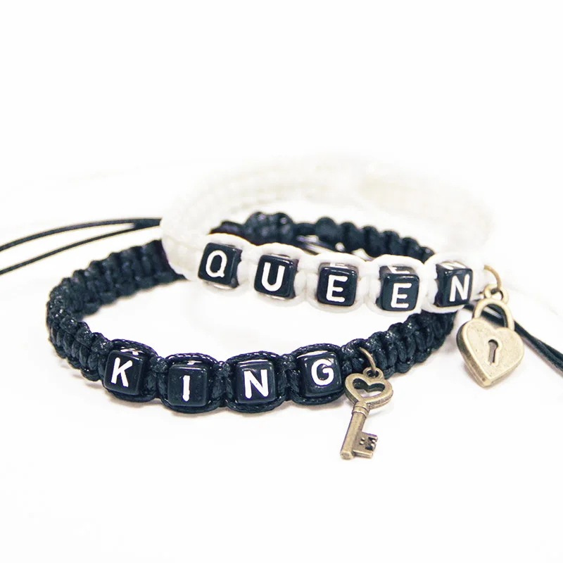 

Couple Bracelets King And Queen With Key Lock Fitness Bracelets Handmade Charm Bracelets, 3 different colors