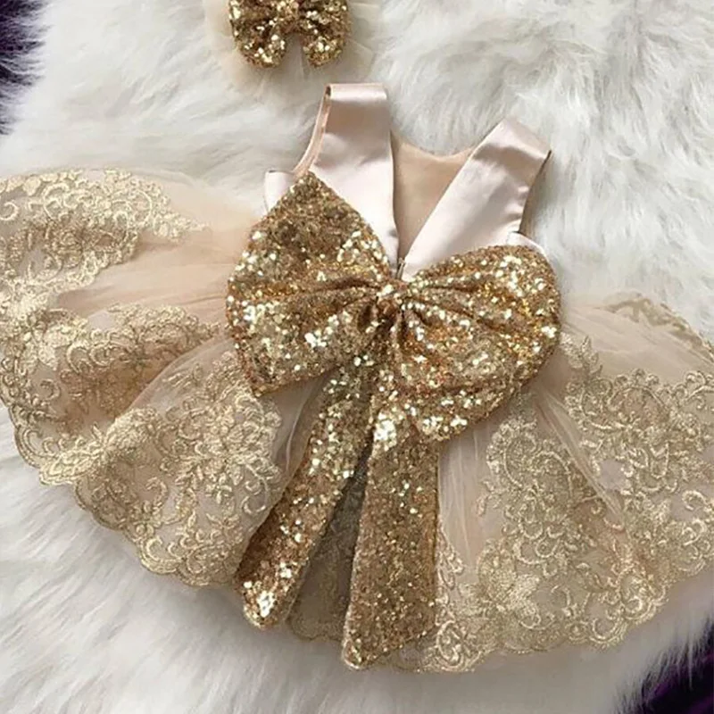 

Spanish flowers girls princess dress high quality girls dresses baby sequin big bow birthday party dress, Apricot