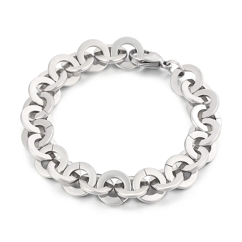 

KALEN 180mm Unisex Casual Stainless Steel Washer Ring Links Bracelets