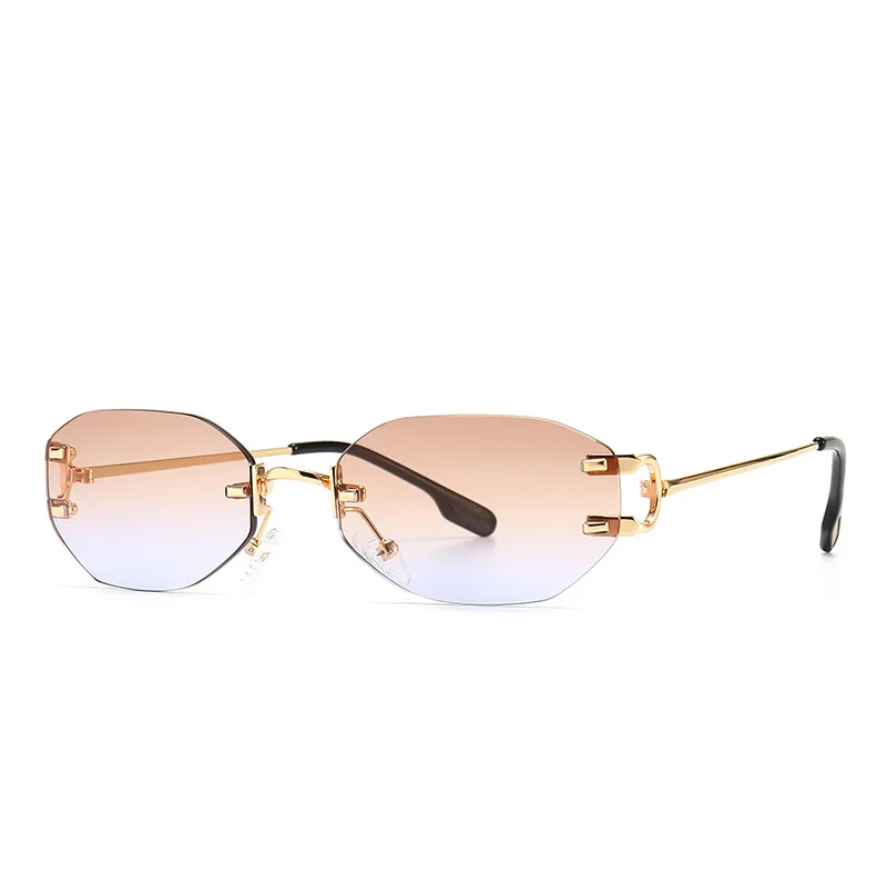 

2021New Fashion Vintage Square glasses uv400 INS Style Retro Rimless Narrow Lens Sun Glasses, Mix color or custom colors