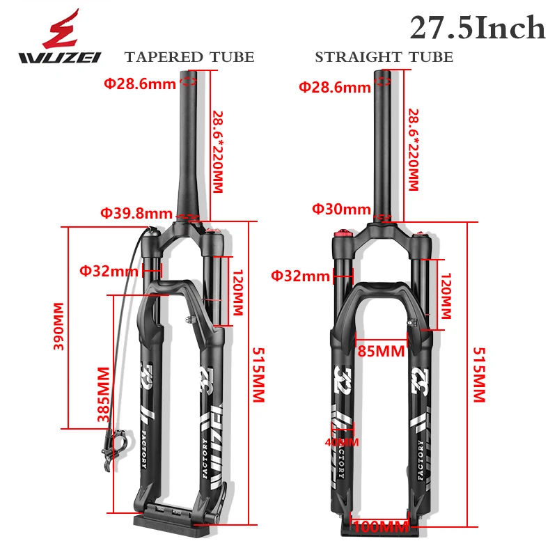 

WUZEI MTB fork bicycle 27.5 inch Suspension Air Oil Shoulder/Wire Control Mountain Bike Forks mtb bicycle suspension fork